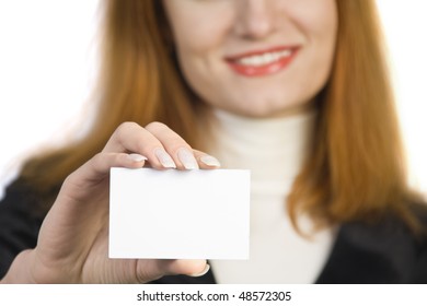 Business woman holding sign. Isolated - Powered by Shutterstock