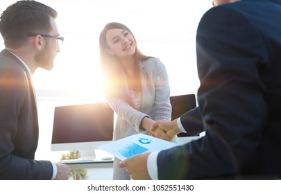 Business Woman And Investor With A Handshake.