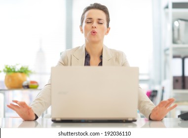 Business woman with laptop relaxing