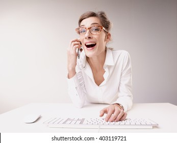 Business Woman Laughing Hysterically