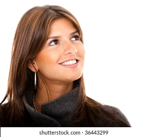 Business Woman Looking Away Isolated Over White