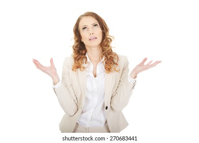 Business Woman Making Undecided Gesture.