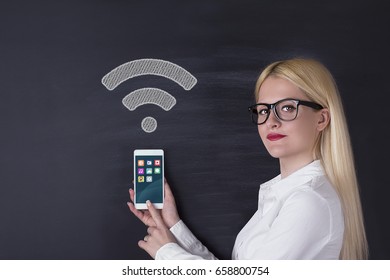 Business Woman, Mobile Phone Wifi