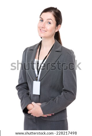 Business woman with name badge