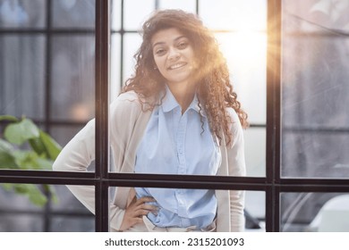 Business woman in the office outside the window - Shutterstock ID 2315201093