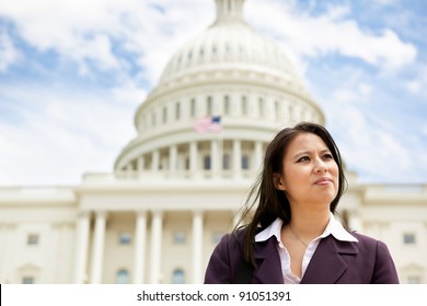 Business Woman On Capitol Hill In Washington DC