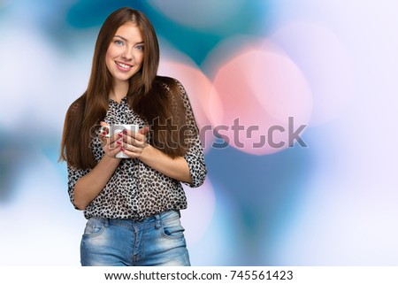 Business woman portrait with cup