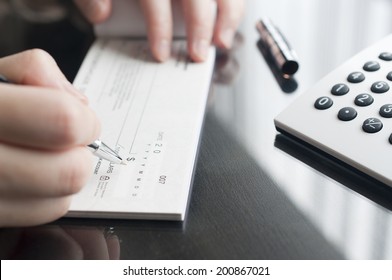 Business Woman Prepare Writing A Check