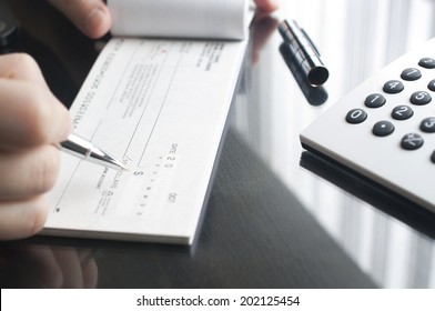 Business Woman Prepare Writing A Check