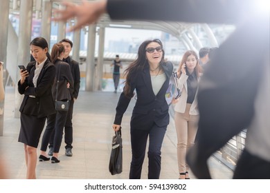 Business Woman Running To Work In The Morning