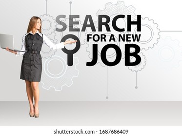 Business Woman And Search For A New Job Title