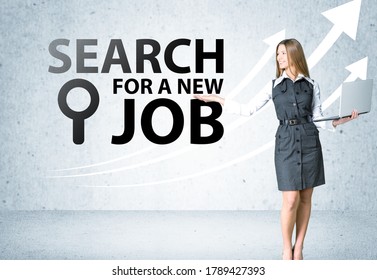 Business Woman And Search For A New Job Title