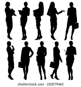 Business woman silhouettes. Isolated on white background