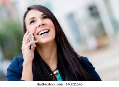 Business Woman Talking On Her Mobile Phone