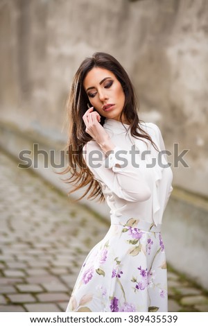 Similar – Thoughtful girl next to a window