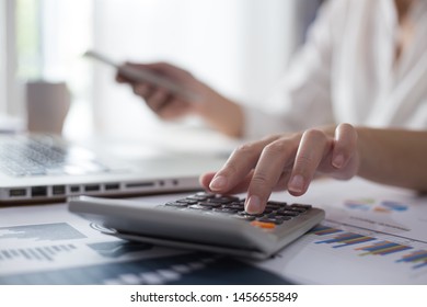 Business Woman Thinking Account, Accounting Concept