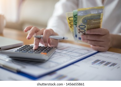 Business Woman Thinking Account, Accounting Concept