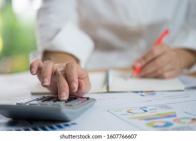 Business Woman Thinking Account In Office,accounting