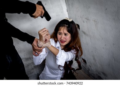 Business Woman Tied Rope Hostage Concept Stock Photo 743940922 ...