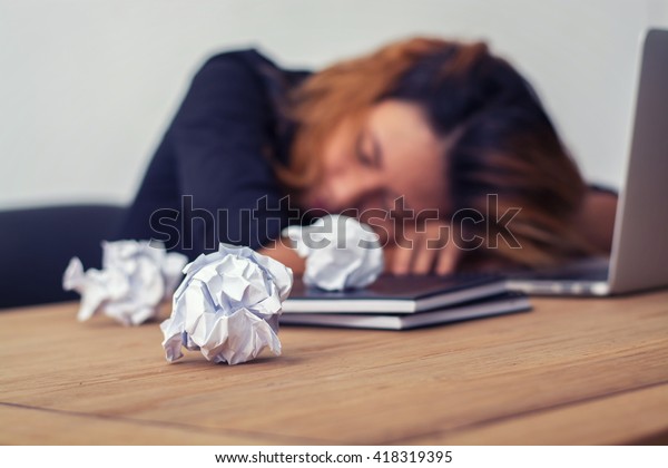 Business Woman Tired Work Take Nap Stock Photo Edit Now 418319395