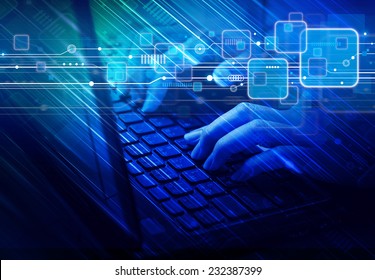 Business woman using laptop
