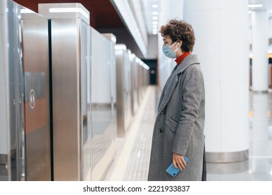 Business Woman Waiting For A Subway Train.