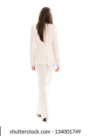 Business Woman Walking Away - Isolated Over A White Background