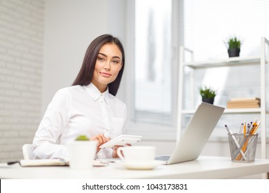 business woman working at the office - Shutterstock ID 1043173831