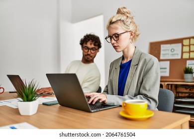 Business Worker Working And Spying Partner At The Office.