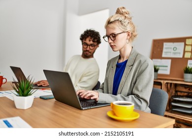 Business Worker Working And Spying Partner At The Office.