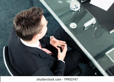 Business - young man sitting in job Interview