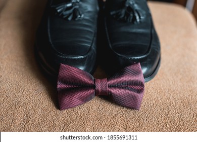 Businessman Accessories. Men's Accessories : Men's Bowtie, Black Shoes. Grooms Set