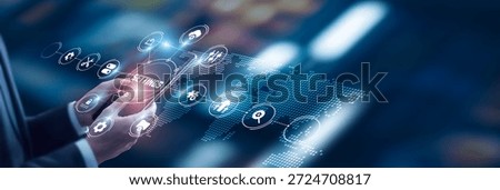 Businessman analysis of data Settings technological and configuration management systems, application tuning tools, user preference platforms, enterprise system customization solutions
