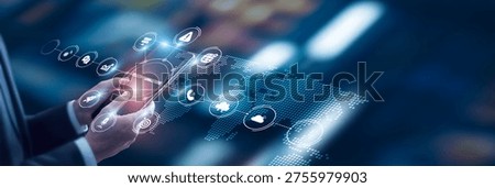 Businessman analysis of data Telecommunications technological and broadband infrastructure platforms, mobile network solutions, 5G connectivity systems, digital communication optimization tools.