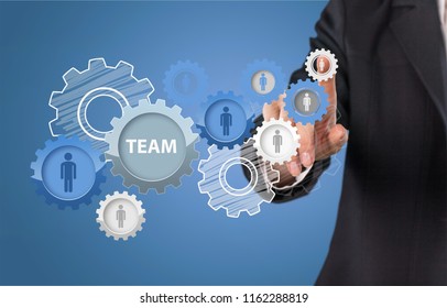 Businessman and analytics symbols on grey background - Shutterstock ID 1162288819