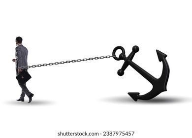 Businessman with anchor in business concept