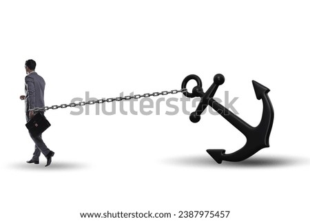 Businessman with anchor in business concept