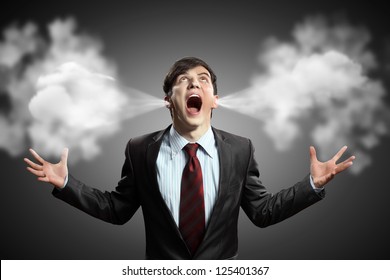 Businessman Anger Screaming Puff Going Out Stock Photo (Edit Now) 125401367