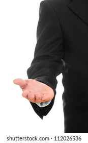 Businessman Asking For Money. Hand Symbol