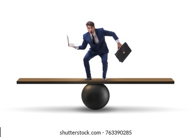 Businessman Trying Balance On Ball Seesaw Stock Photo 789433873 ...