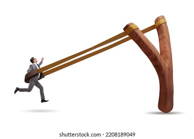 Businessman being launched from slingshot in career concept - Shutterstock ID 2208189049