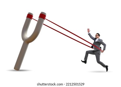 Businessman Being Launched From Slingshot In Career Concept