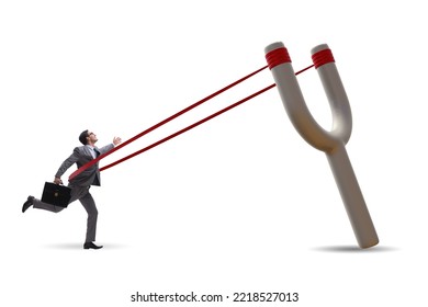 Businessman Being Launched From Slingshot In Career Concept