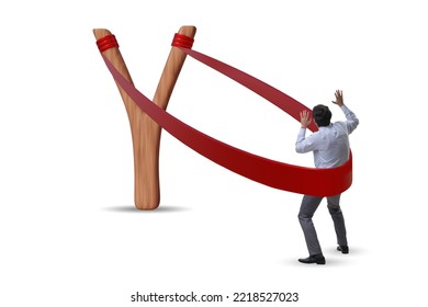 Businessman Being Launched From Slingshot In Career Concept