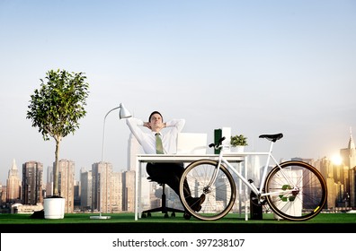 Businessman Bicycle Eco-Friendly Environmental Concept - Powered by Shutterstock