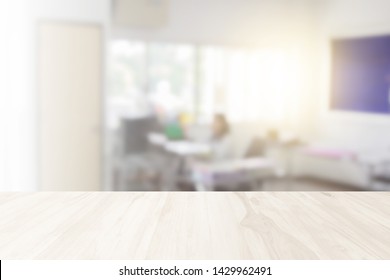 Businessman Blur In The Workplace At Sitting On A Computer Screen Work Space Of Table Work In Office With Fax, Document Division And Printer Or Shallow Depth Of Focus Horizontal Abstract Background.