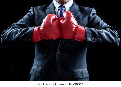 Businessman , Boxing Gloves , Fighting Pose