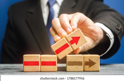 Businessman is building an alternative path. Revision of the strategy and process changes. Improvement, modernization. Flexibility and business adaptation to new conditions. Rethinking old approaches. - Shutterstock ID 1788177956