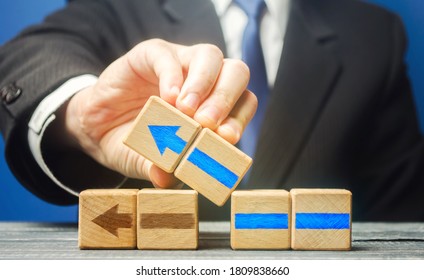 Businessman building an alternative path. Revision of old strategy and create improved ones. Flexibility business adaptation to new conditions. See problems as new opportunities for development - Shutterstock ID 1809838660
