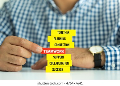 Businessman Building Teamwork Concept Wooden Blocks Stock Photo ...